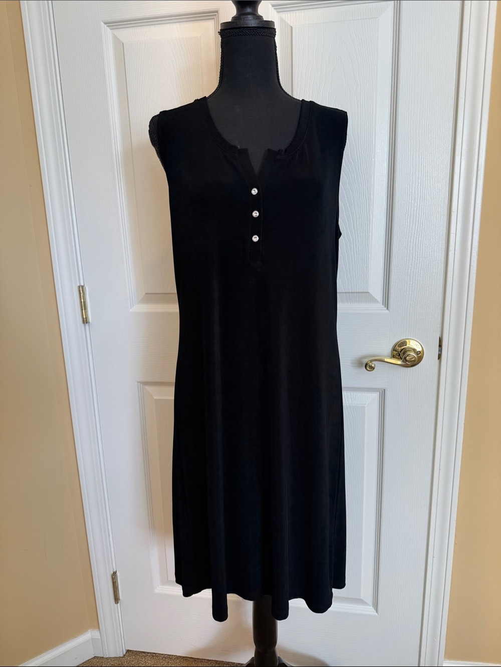 Chicos Sleeveless Black Button-Front Dress, Size 2